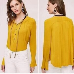 Anthropologie Akemi + Kin Goldie Tassel Top Bell Sleeves Yellow Size Small